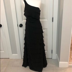 Morgan and Co. one shoulder chiffon formal gown